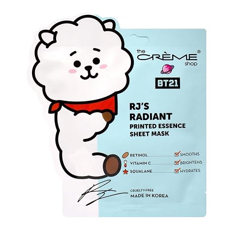 RJ’S RADIANT Printed Essence Sheet Mask - Infused with Retinol, Vitamin C, Squalane Beauty & Personal Care The Crème Shop