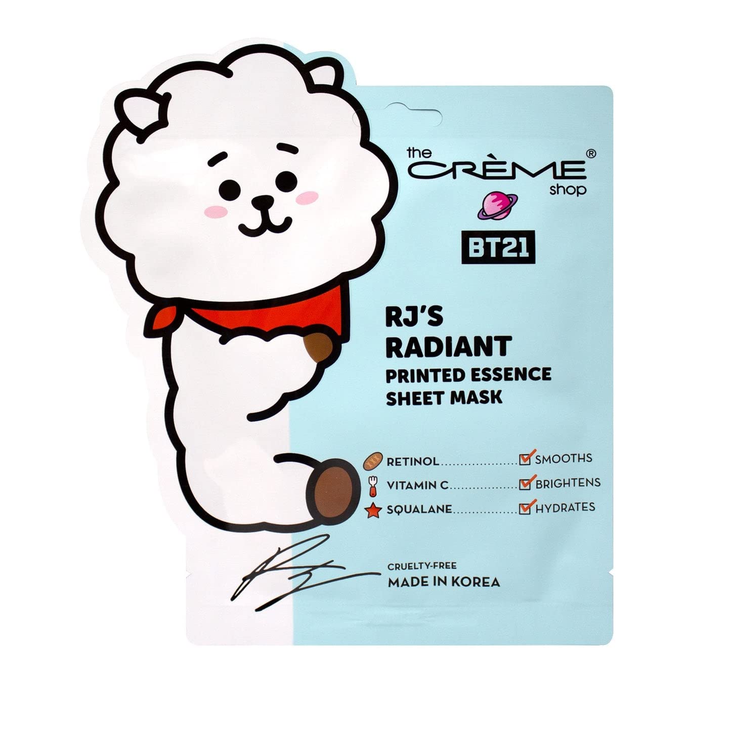 RJ’S RADIANT Printed Essence Sheet Mask - Infused with Retinol, Vitamin C, Squalane Beauty & Personal Care The Crème Shop