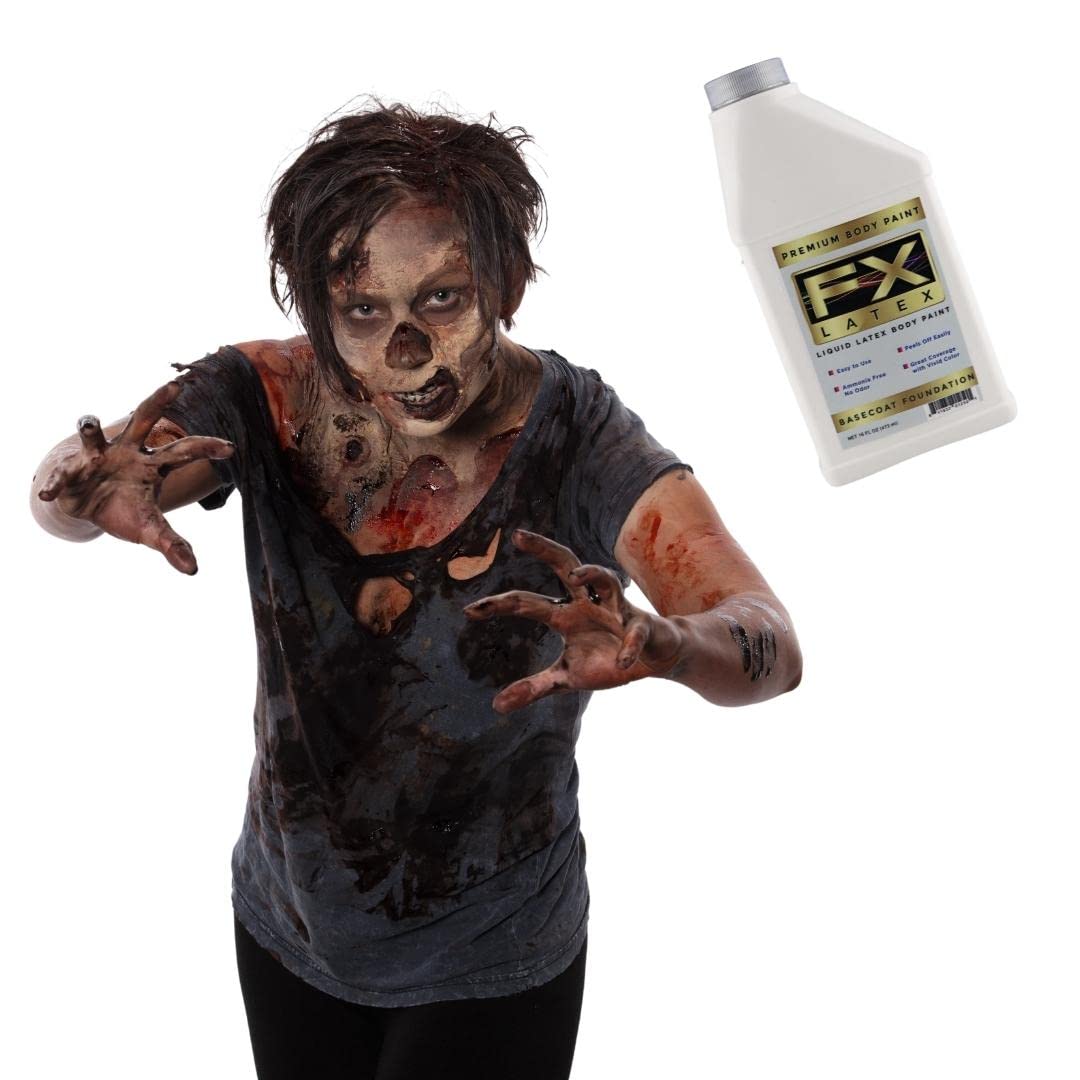 Liquid Latex - Face and Body Paint, Ammonia Free, Easy On and Off, Cosplay Makeup, Create Professional Monster, Zombie Arts 16 Oz (Basecoat) Beauty & Personal Care Liquid Latex Fashions