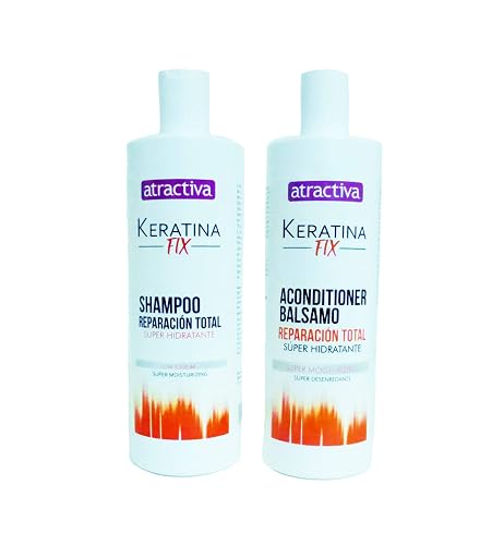 Atractiva Keratina Fix Shampoo y Acondicionador Balsamo Reparacion Total Super Hidratante Set 16 fl. oz. Each Beauty & Personal Care Atractiva Keratina Fix