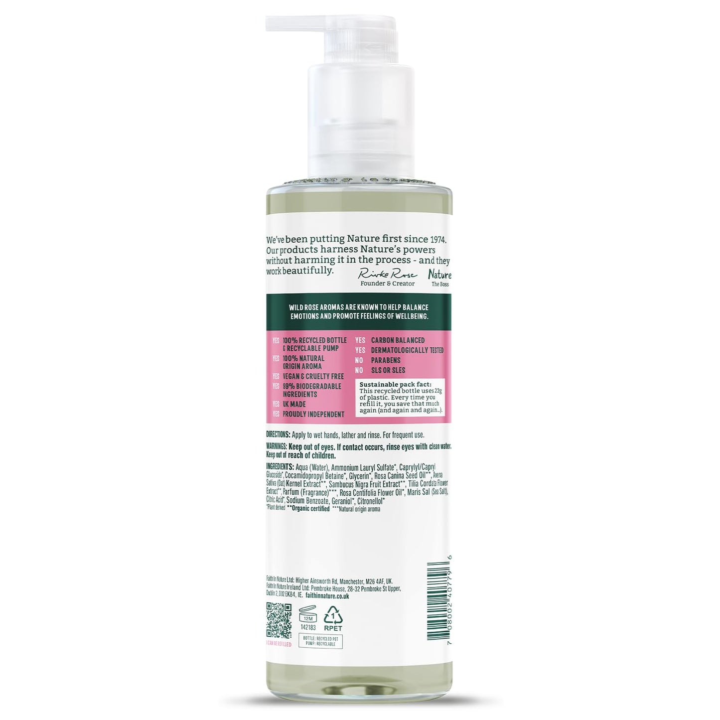 FAITH IN NATURE Natural Wild Rose Liquid Hand Wash, Balancing, Vegan and Cruelty Free, No SLS or Parabens, 400 ml Beauty & Personal Care FAITH IN NATURE