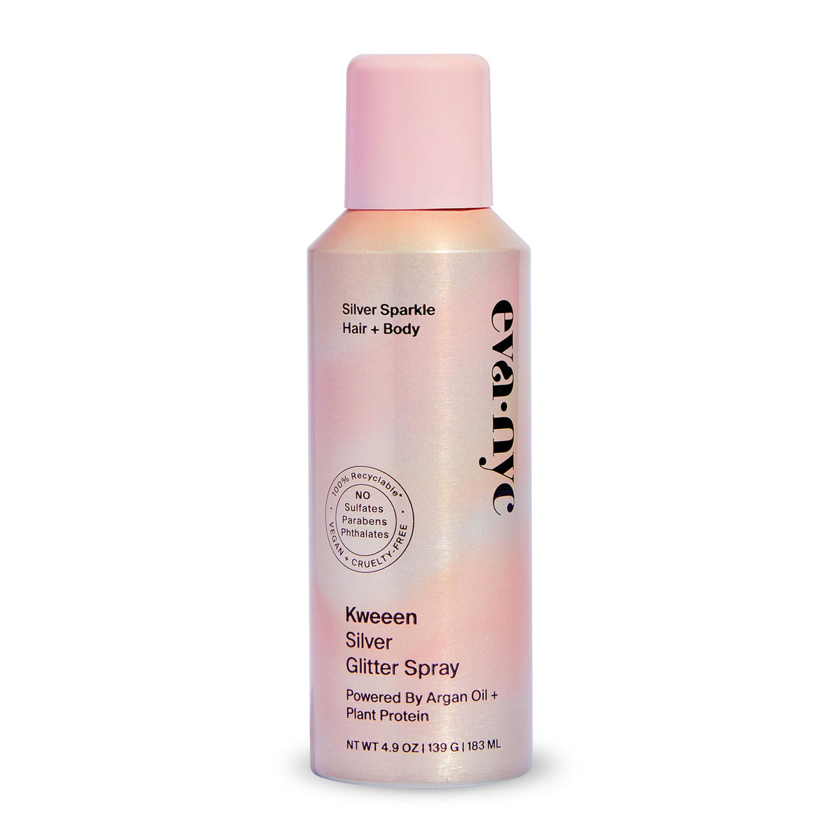 Eva NYC Kweeen Silver Body and Hair Glitter Spray for Shimmer, Washable Glitter Hairspray for Any Party Look, 4.9 oz Beauty & Personal Care EVA·NYC