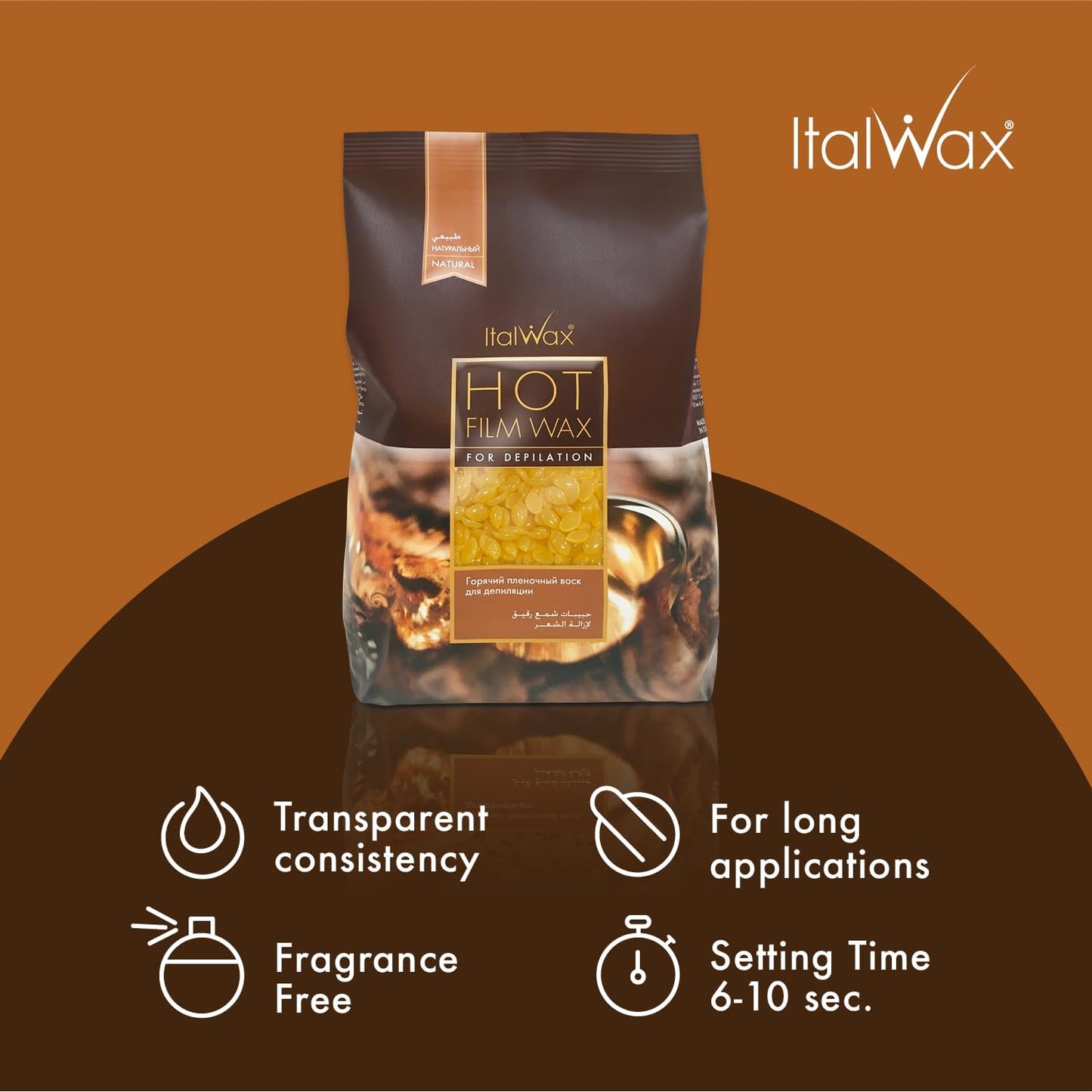 Italwax Classic Line Natural Hard Wax Beads 1.1 lb (500 g) - Transparent Medium Setting Stripless Wax for Normal Skin & Large Areas - Made in Italy Beauty and Personal Care Italwax