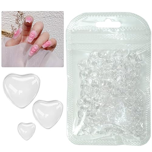 qiipii 300pcs Transparent Heart Nail Charms, 3 Sizes Mixed Size 3D Clear Cute Love Hearts Rhinestones Flatback Resin Crystals Diamonds Nail Art Beauty & Personal Care qiipii
