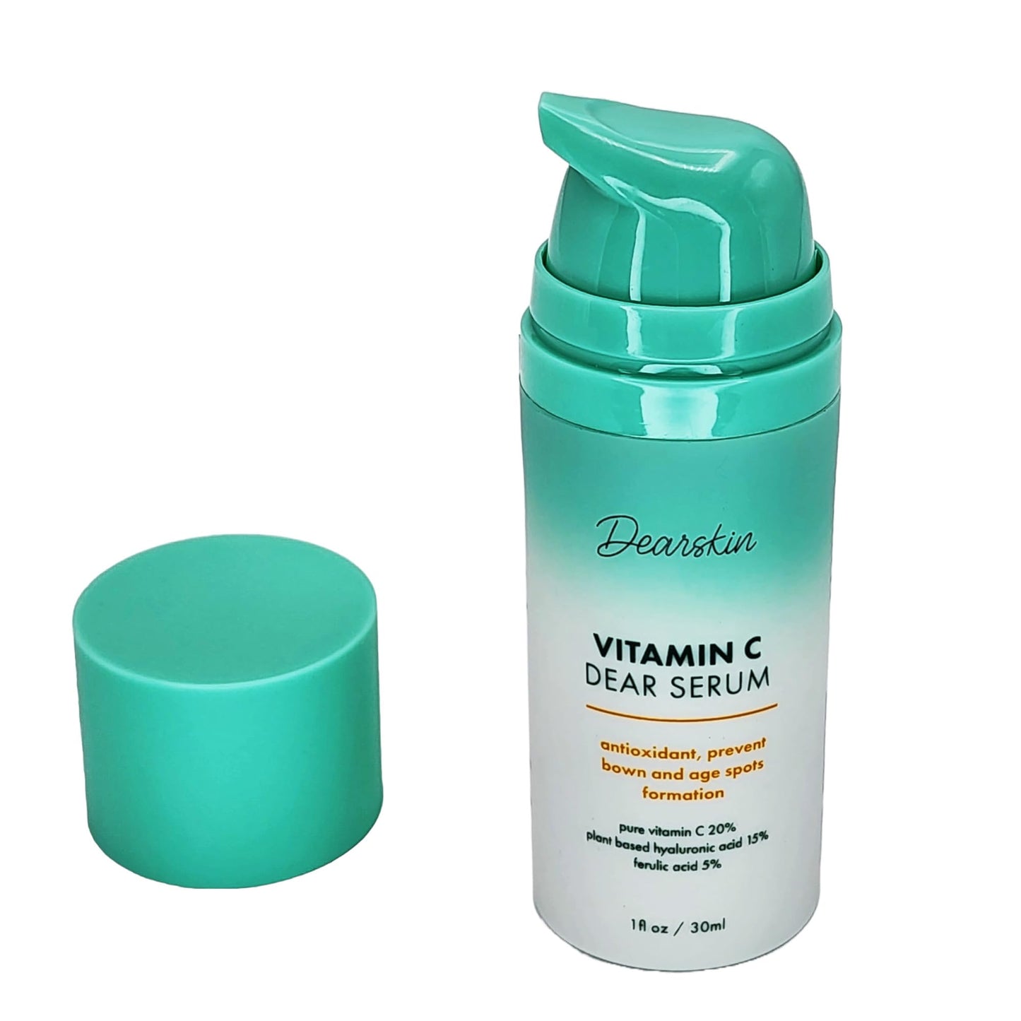 Dearskin Vitamin C Serum 20% - PURE L-ASCORBIC ACID, Ferulic Acid, Hyaluronic Acid Botanic, Vitamin E Organic Cruelty Free for Face and Neck Best Beauty & Personal Care Dearskin
