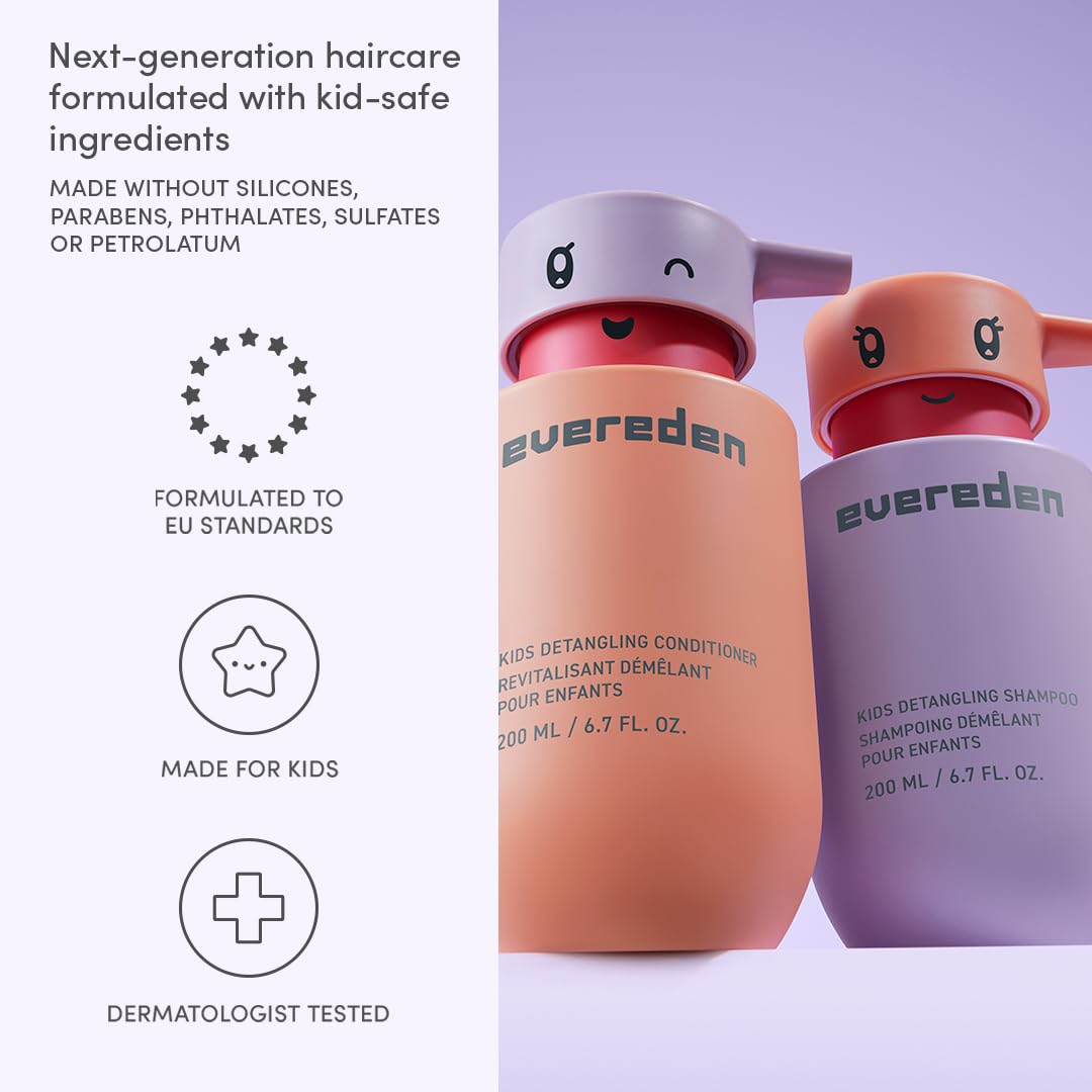 Evereden Kids Mini Haircare Set: Travel Size Hair Detangling Shampoo 1fl.oz & Conditioner 1fl.oz for Children Ages 3+, Plant Protein Peptides & Argan Beauty & Personal Care Evereden