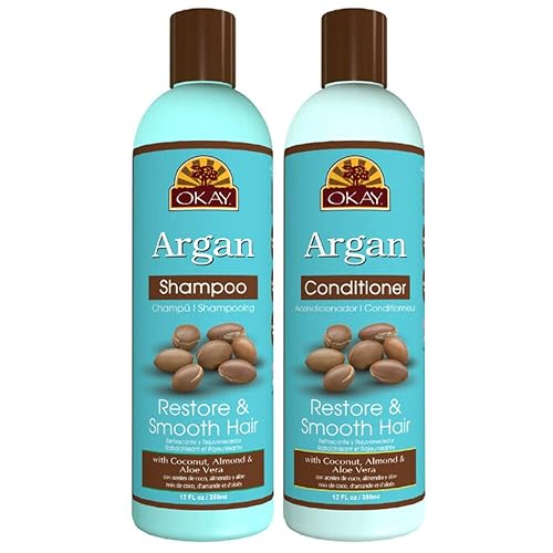 OKAY Argan Shampoo & Conditioner Set 24 oz | Sulfate Free Hair Care System for Dry & Damaged Hair | Hydrating, Smoothing & Frizz Control Formula Beauty & Personal Care OKAY