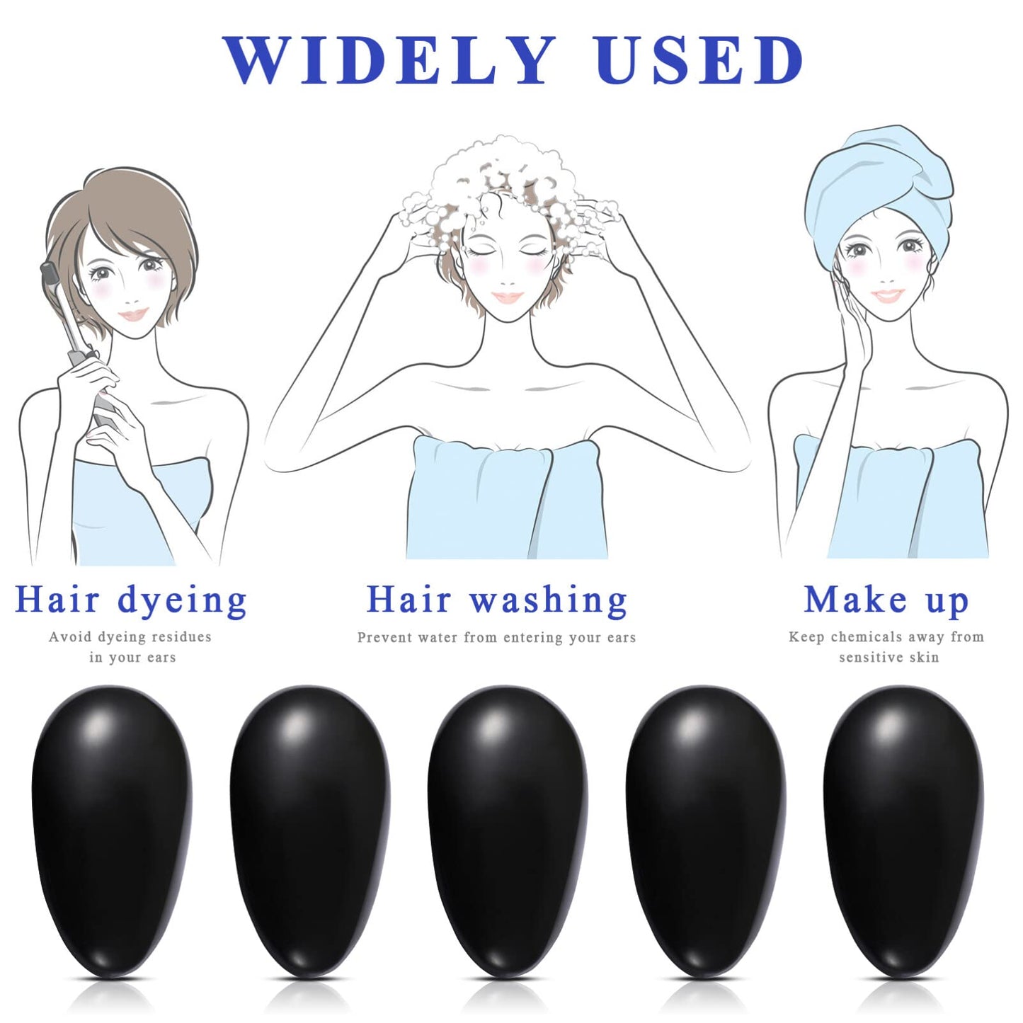 Beaupretty 10 Pairs Hair Dye Ear Covers Plastic Hair Salon Earmuffs Ear Protector Ear Caps Black Beauty and Personal Care Beaupretty