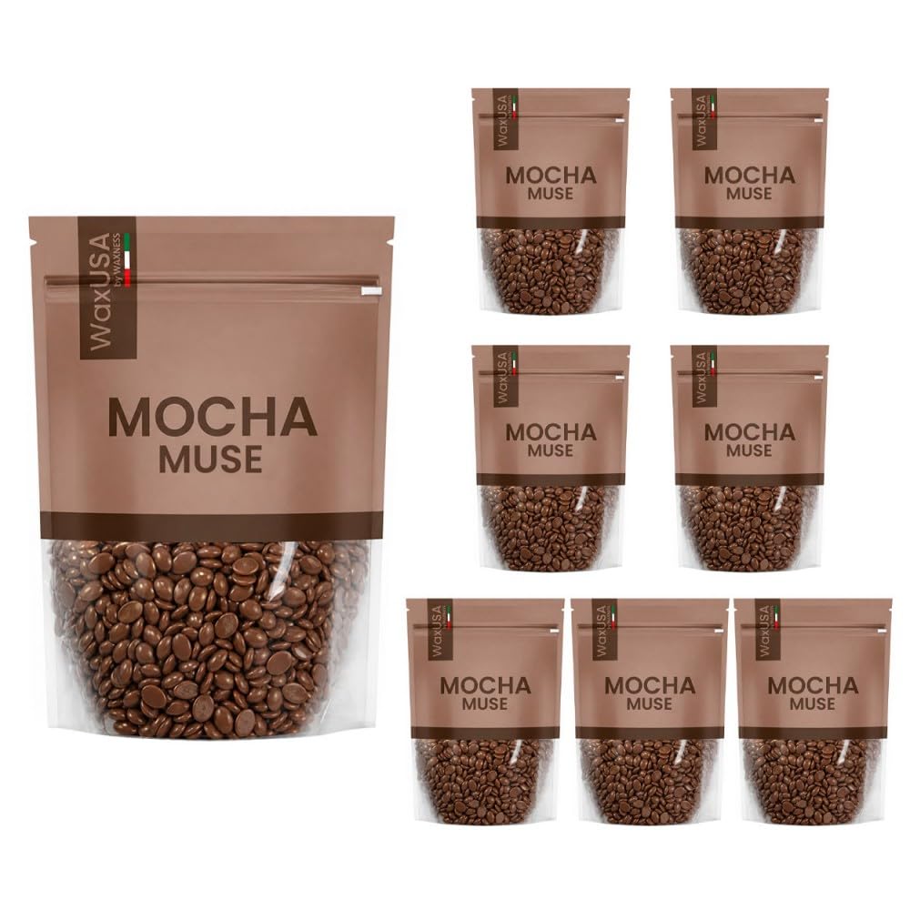WaxUSA by Waxness Hard Wax Beads 2.42 lb (1,1 kg) Pack of 8 - Mocha Muse Creamy Low Temperature - Professional Stripless Hair Removal - Made in Italy Beauty and Personal Care Waxness