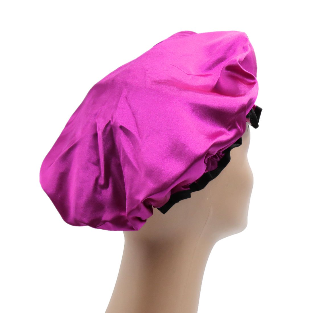 Ruilogod Rose Red Polyester PEVA Dual Layers Waterproof Anti Shower Bath Hair Cap Hat (id: 4c7 3e4 8e9 ae1 be1 Beauty and Personal Care Ruilogod