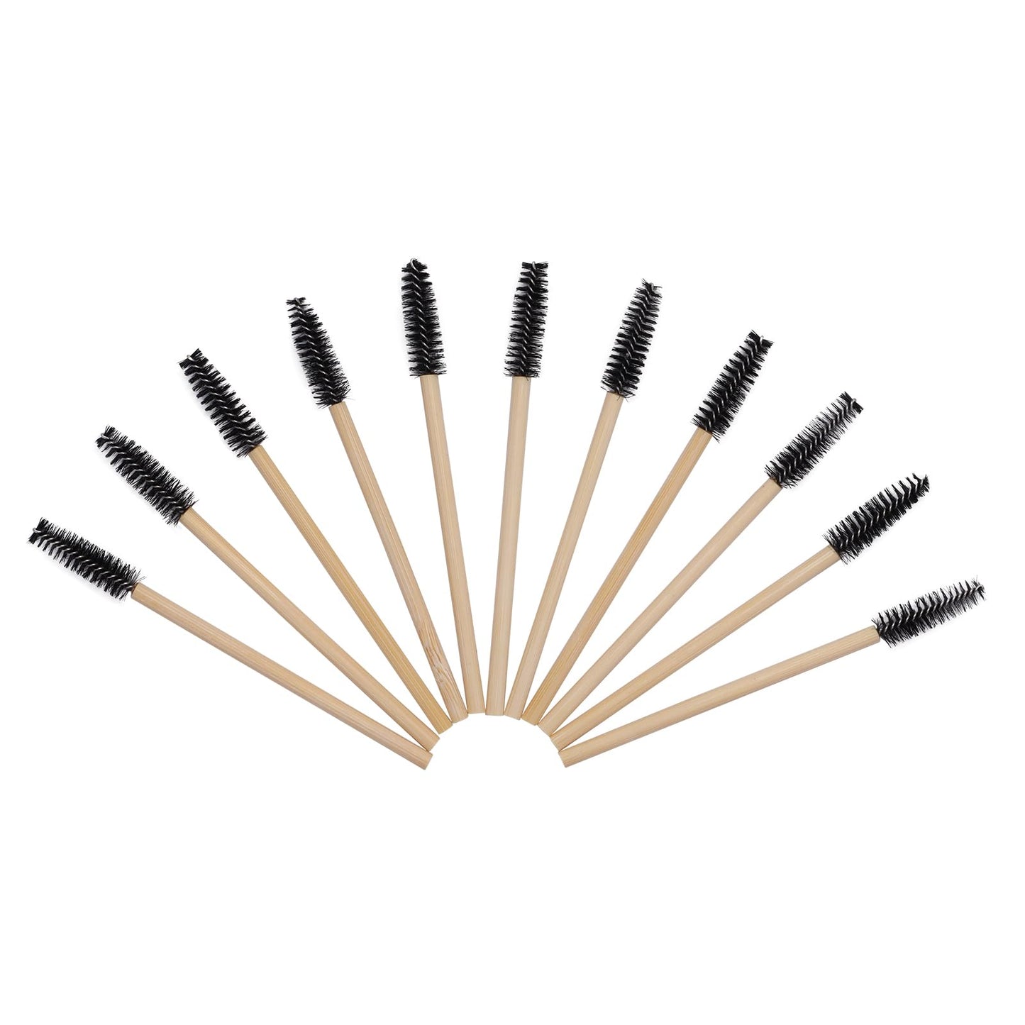 100pcs Bamboo Handle Eyelash Brush Disposable Comb Mascara Wands Eye Lashes Extension Applicator Eyebrow Brush (Black Color) Beauty & Personal Care Qundaoily