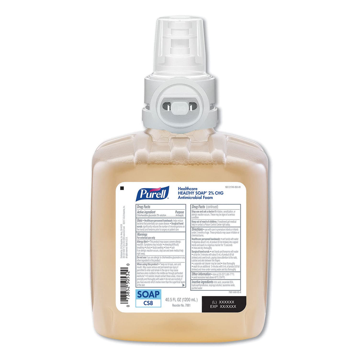 Purell CS8 Antimicrobial Foam Soap Refill, 2ct x 1200 mL, 7881-02