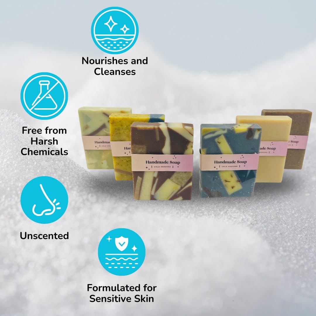 G.B.S All Natural Vegan Unscented Cold Pressed Hand and Body Soap for Sensitive Skin - Coconut Oil Nourishing and Gentle (Pack of 6) Beauty & Personal Care G.B.S
