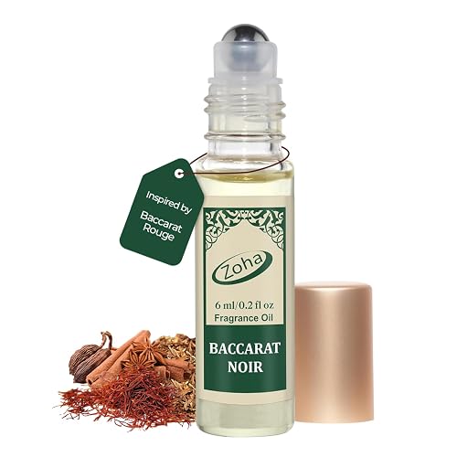 Zoha Baccarat Noir Perfume for Women and Men | Impression of Baccarat-Rouge | Alcohol-free Fragrance | 6ml Roller Beauty & Personal Care Zoha