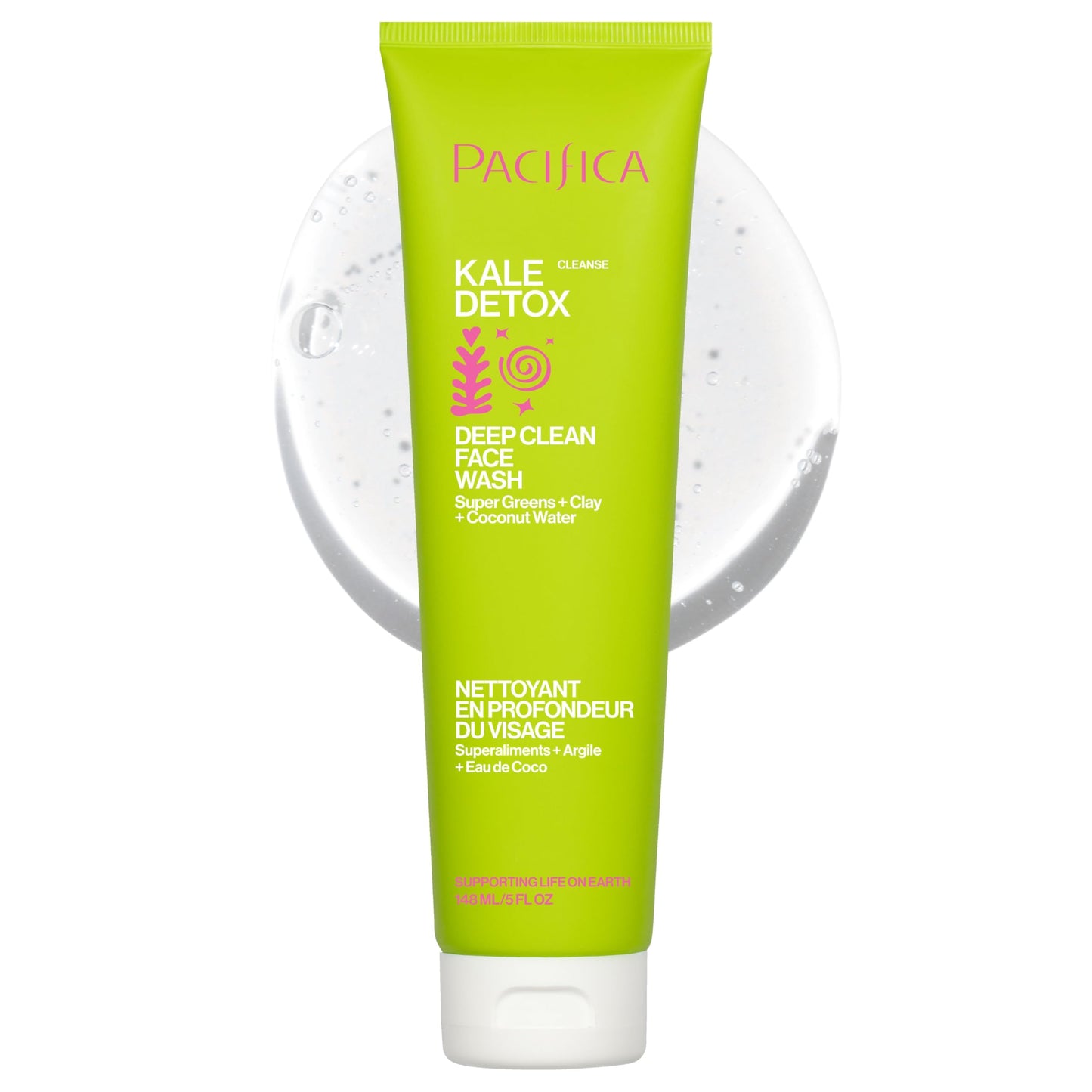 Pacifica Kale Detox Face Wash for Oily & Acne-Prone Skin, Deep Cleansing Facial Cleanser & Makeup Remover with Super Greens Kale, Seaweed & Clay, 5 fl Beauty & Personal Care Pacifica