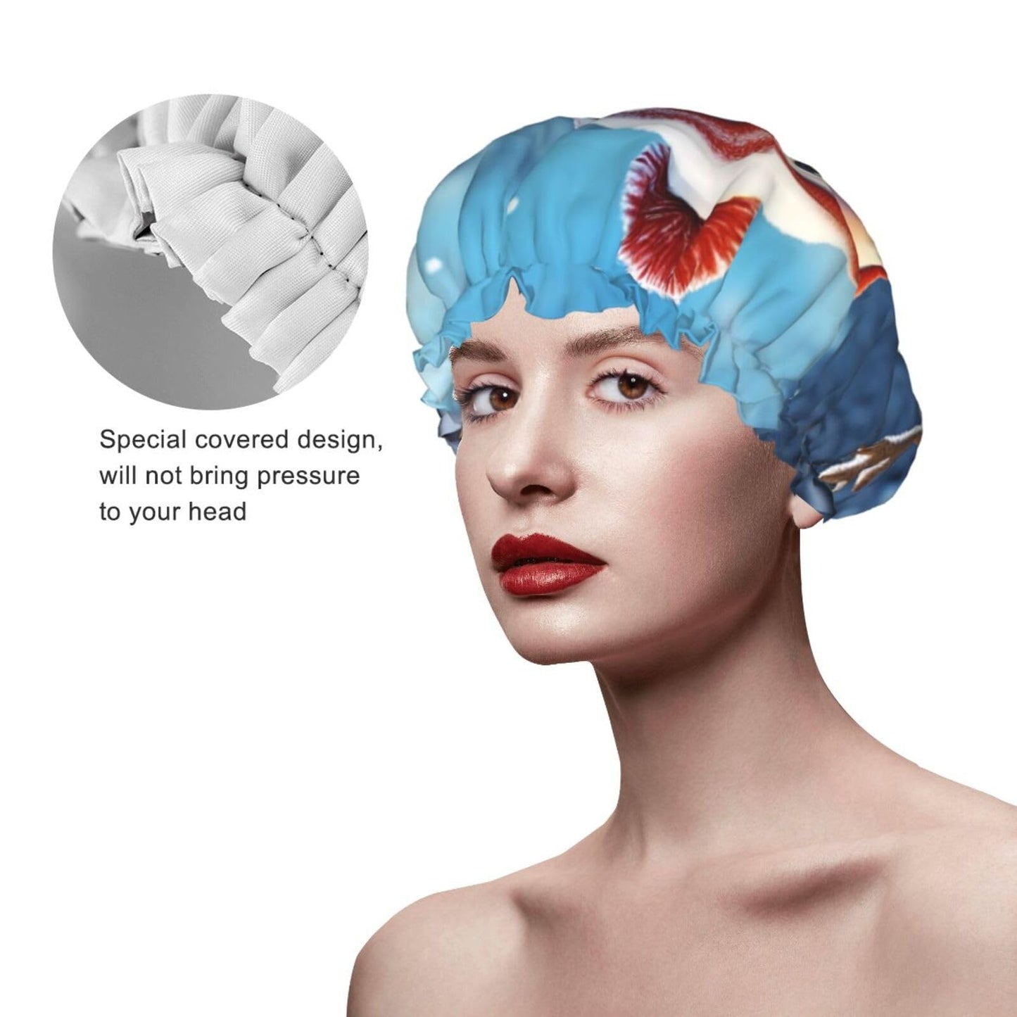 Happy Snowman Shower Cap For Women Reusable Double Layers Bathing Bath Cap Hair Caps Waterproof Elastic Band Ladies Spa Salon Shower Hat Hair Caps Beauty and Personal Care GDSHJKLW