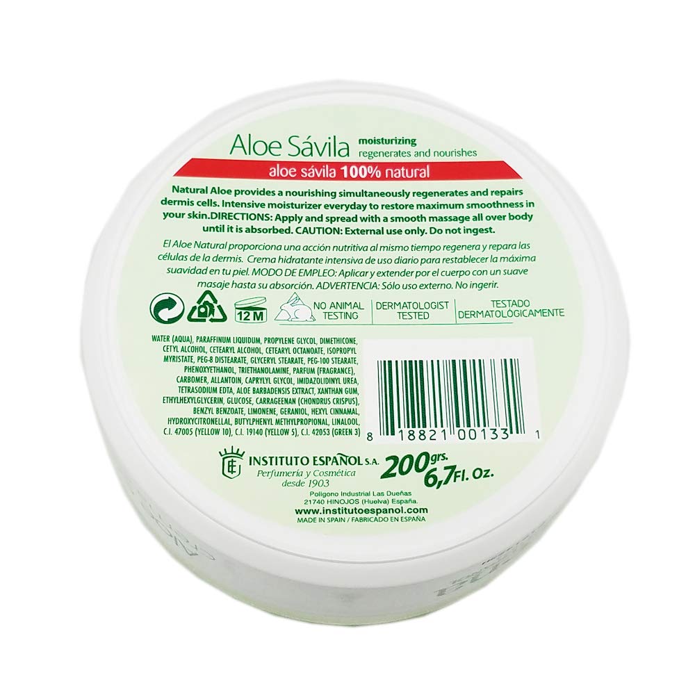 Avena Aloe Savila Body Cream.. Moisturizing, Regenerates, Nourishing. 6.7 oz... amtc by Instituto Espanol Beauty & Personal Care Instituto Español