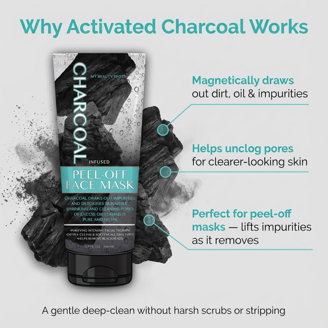 My Beauty Spot Charcoal Face Mask Peel-Off Face Mask Skin Care Black Head Remover for Face Infused with Charcoal 6.7oz Beauty & Personal Care My Beauty Spot