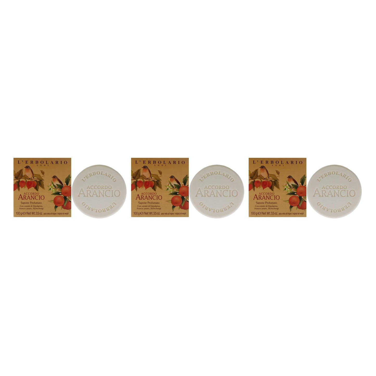 Perfumed Soap - Accordo Arancio - Pack of 3 by LErbolario for Unisex - 3.5 oz Soap Beauty & Personal Care L'Erbolario