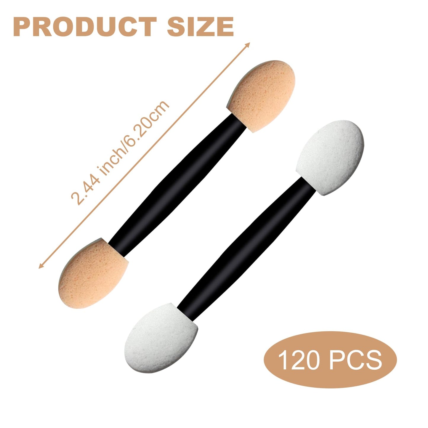 Dual Sides Disposable Eyeshadow Applicators,120Pcs Sticks With Sponge Tip, 6.2cm/2.4 Inch Brush for Eye Makeup - Women and Girls Beauty & Personal Care keepsweat