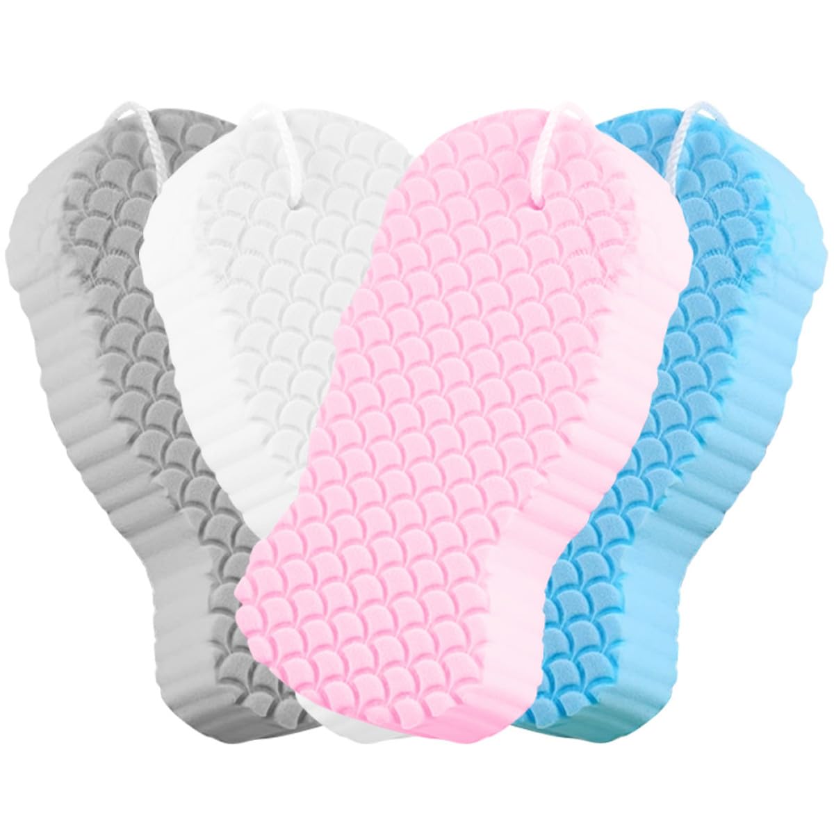 Homoyoyo 4pcs Bath Sponges Set Fish Scale Texture, Comfortable Wear-Resistant Body Scrubbers for Newborn Skin Care, Household Shower Sponge for Gentle Beauty and Personal Care Homoyoyo