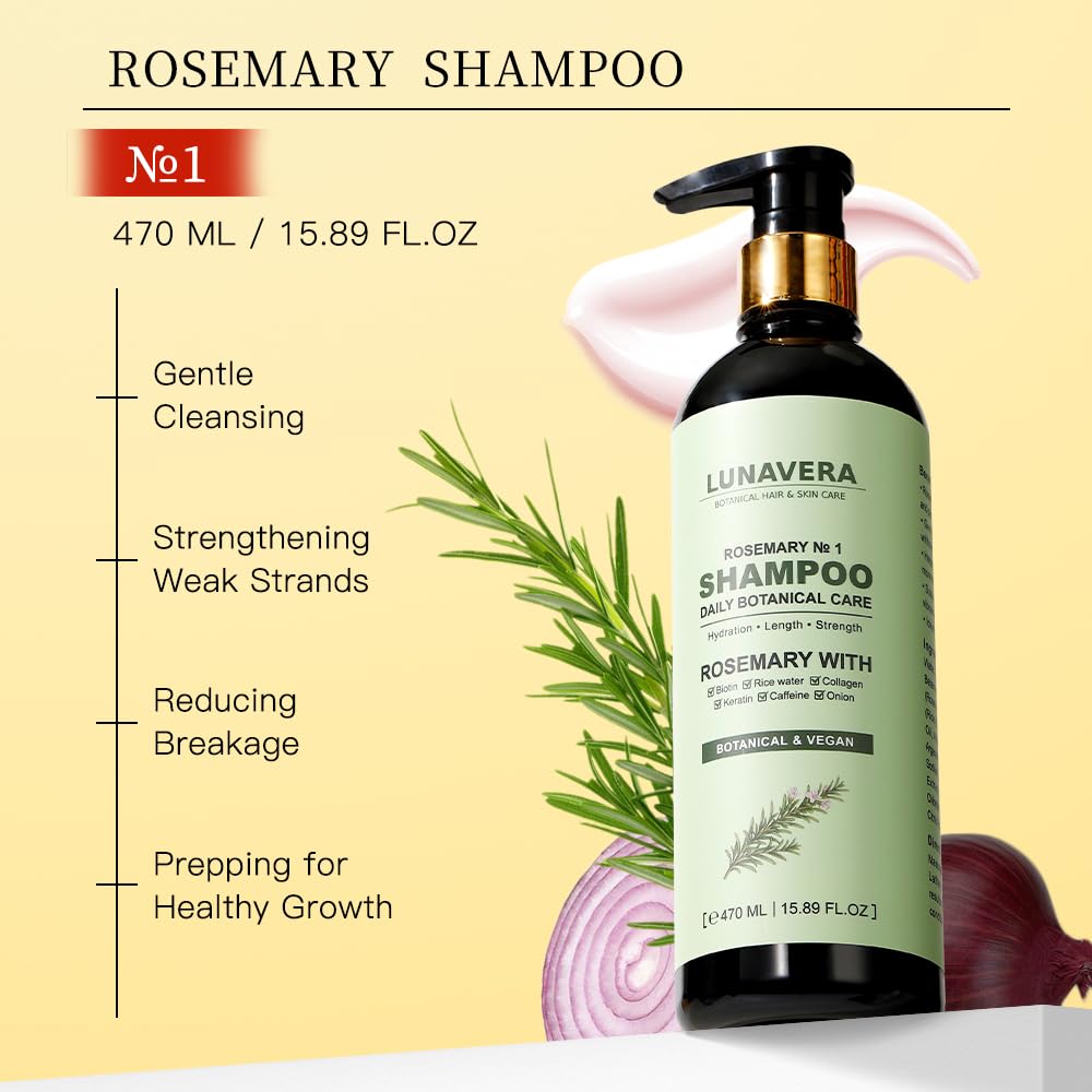 Rosemary Hair Growth Shampoo and Conditioner Set, Natural Vegan Formula with Biotin, Keratin, Collagen, 16.6 oz Each Beauty & Personal Care ZAID II