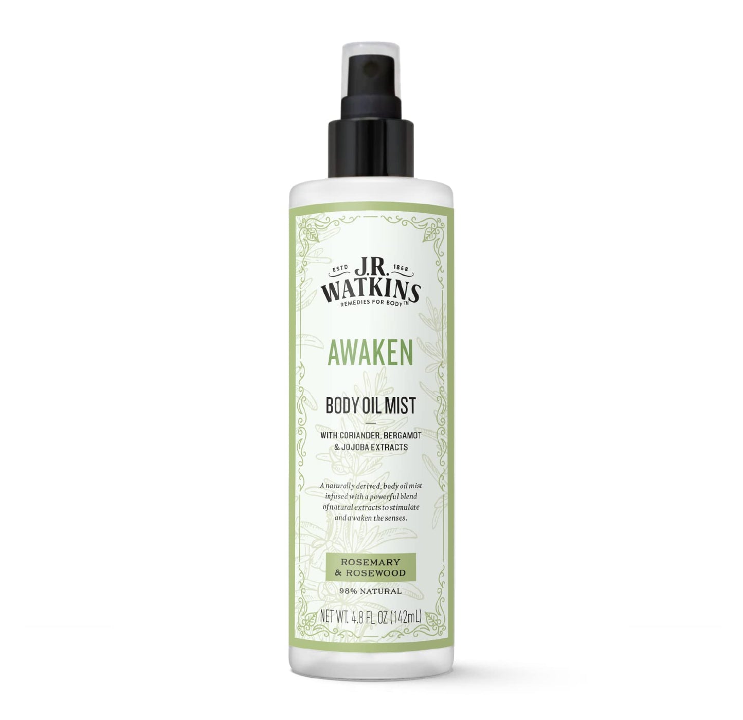 J.R. Watkins Awaken Body Oil Mist, Hydrates Skin, Stimulates and Awakens Senses, Natural Rosemary & Rosewood, 4.8 oz Beauty & Personal Care J.R. Watkins
