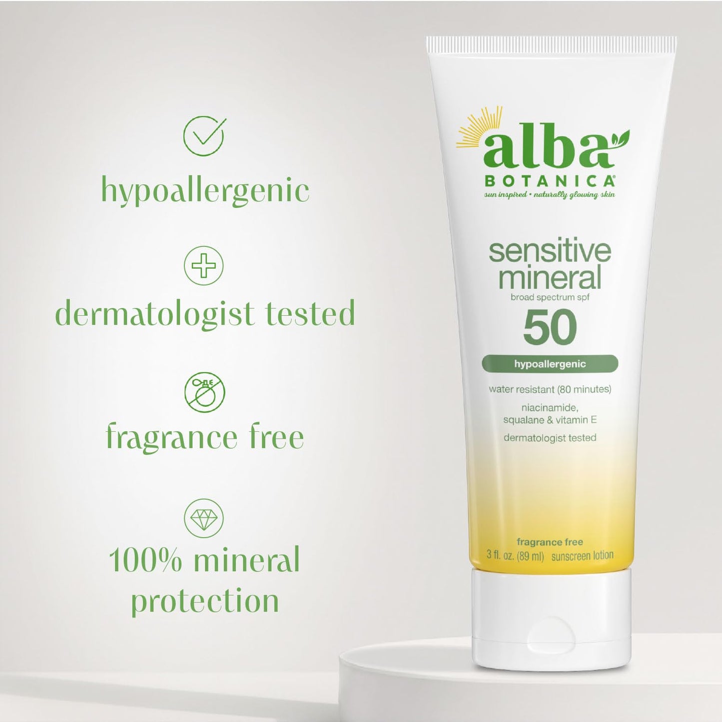 Alba Botanica Sensitive Mineral Sunscreen Lotion SPF 50, 3 Oz Beauty & Personal Care Alba Botanica