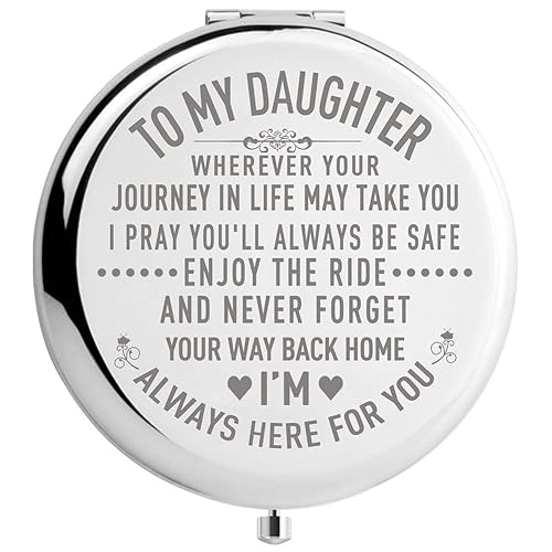 DIDADIC Daughter Gifts from Mom and Dad on Wedding Day, Graduation and Birthday Gifts for Girls, Compact Makeup Mirror (Mir-Daughter-Journey) Beauty & Personal Care DIDADIC