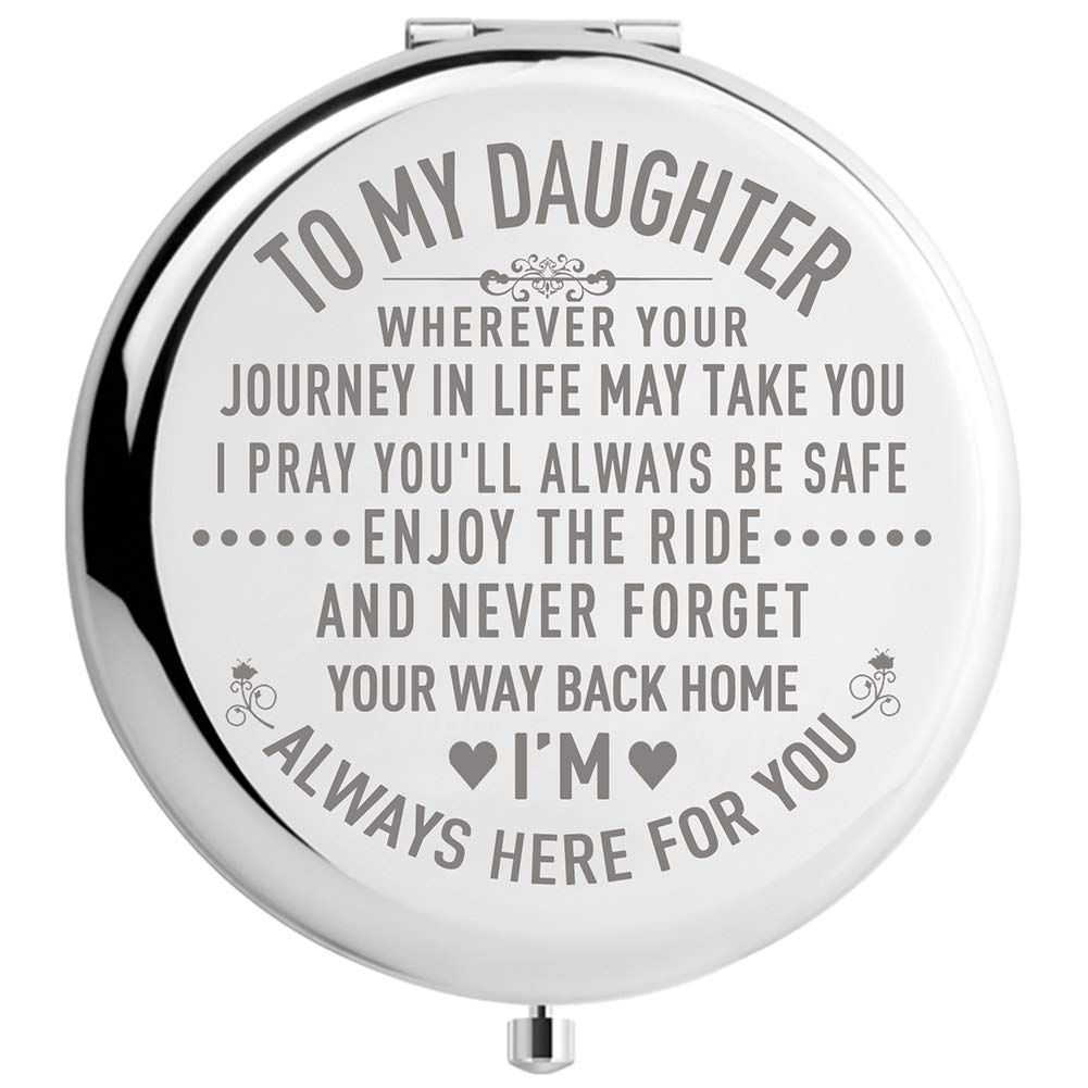 DIDADIC Daughter Gifts from Mom and Dad on Wedding Day, Graduation and Birthday Gifts for Girls, Compact Makeup Mirror (Mir-Daughter-Journey) Beauty & Personal Care DIDADIC