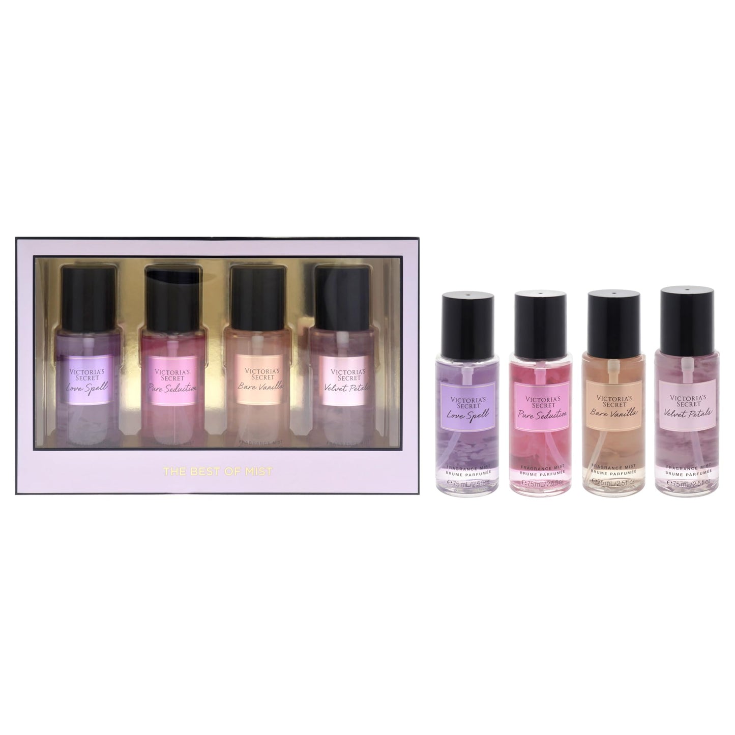 Victorias Secret The Best of Mist Set for Women - 4 Pc Gift Set with Love Spell & Pure Seduction Fragrance Mists Beauty & Personal Care Victoria's Secret