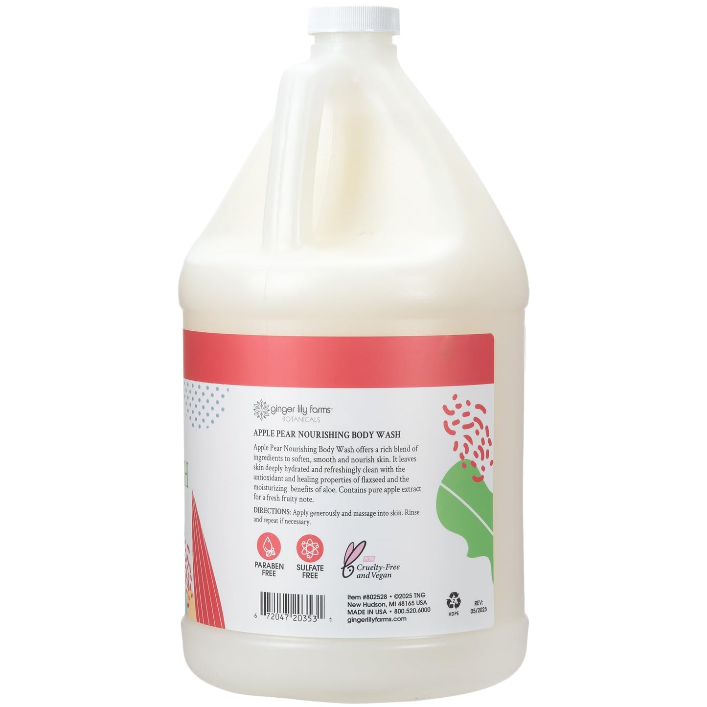 Ginger Lily Farms Botanicals Nourishing Body Wash, 100% Vegan & Cruelty-Free, Apple Pear Scent, 1 Gallon Refill (128 fl oz) Beauty & Personal Care Ginger Lily Farms