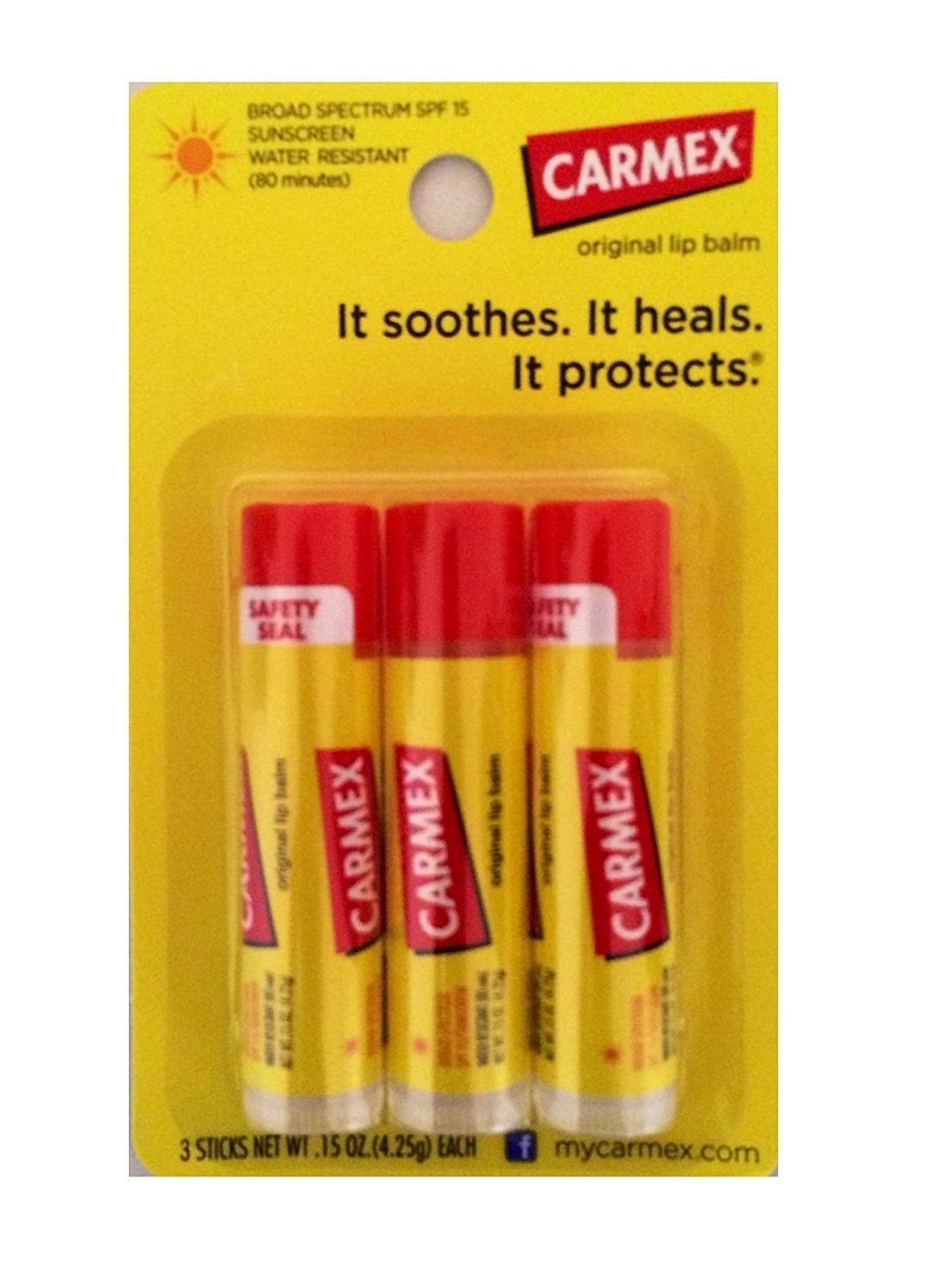 Carmex Classic Medicated Lip Balm, SPF 15, 3 ct (Stick in Blister Pack) Beauty and Personal Care Carmex