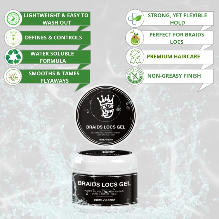 W.B king Braids & Locs Styling Gel - 500 ml (Large) Beauty & Personal Care W.B king