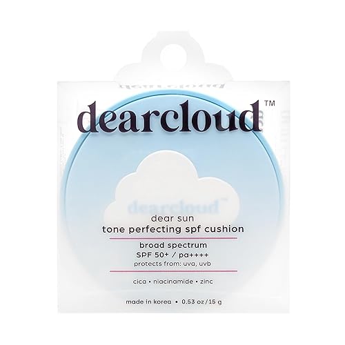 dearcloud Dear Sun Perfecting SPF Cushion - Color Adapting Sunscreen, Korean Sunscreen SPF 50+ (.53 oz) Beauty & Personal Care dearcloud