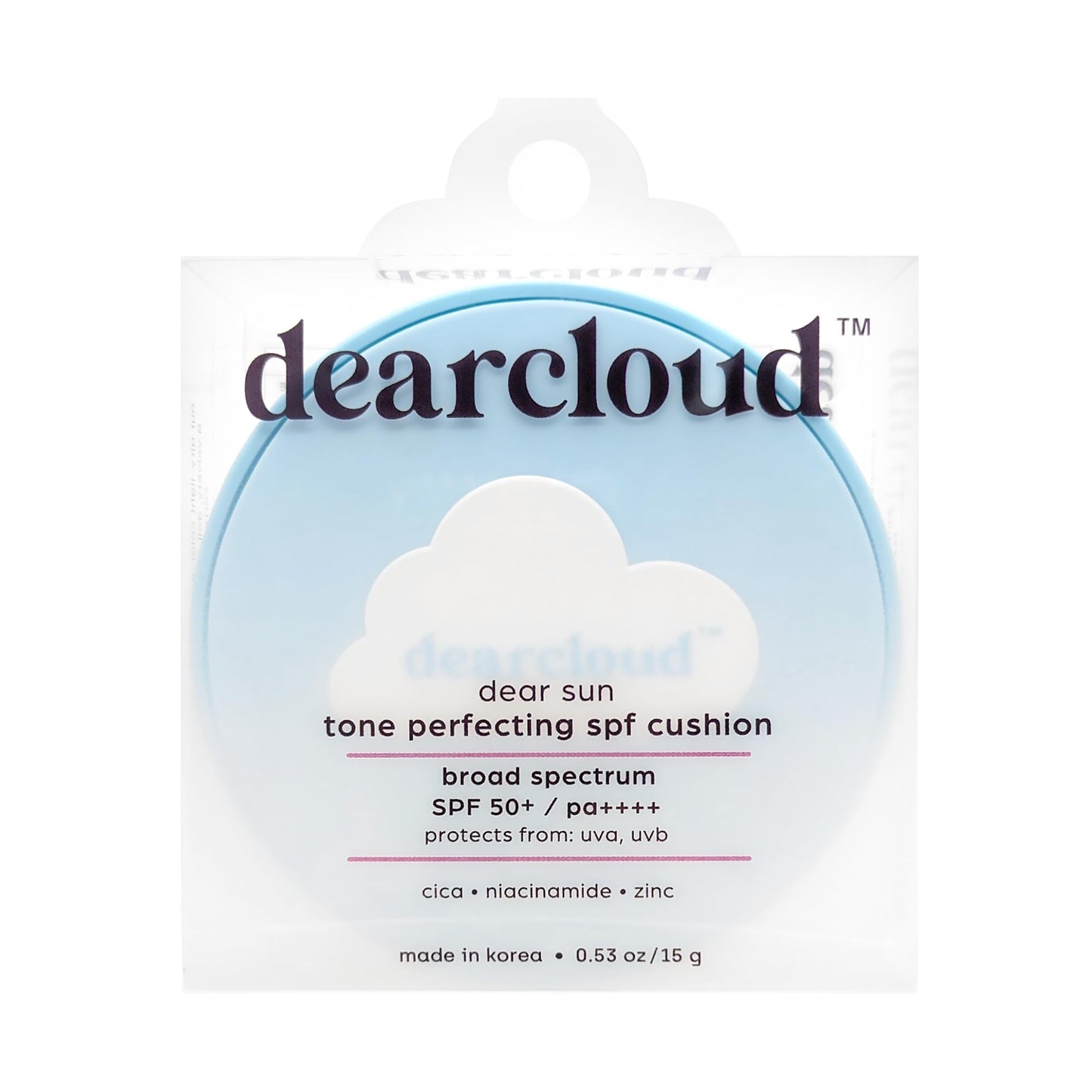 dearcloud Dear Sun Perfecting SPF Cushion - Color Adapting Sunscreen, Korean Sunscreen SPF 50+ (.53 oz) Beauty & Personal Care dearcloud