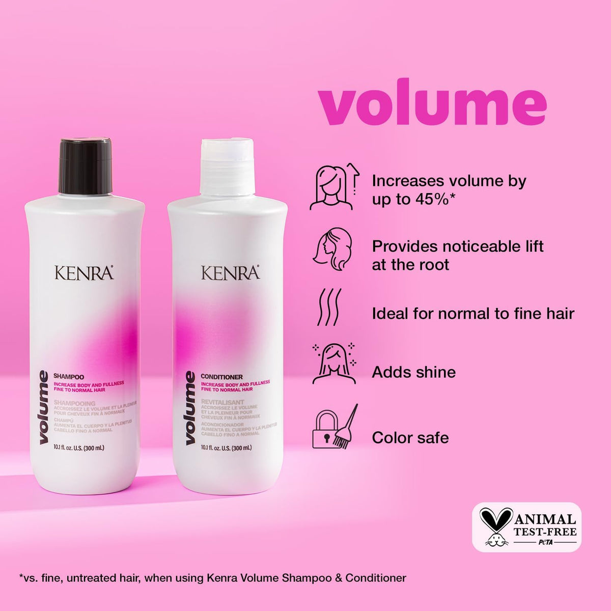 Kenra Professional Volume Shampoo & Conditioner Set | Creates Body, Bounce & Fullness | Increases Volume up to 45% | Adds Shine | Color Safe | Fine