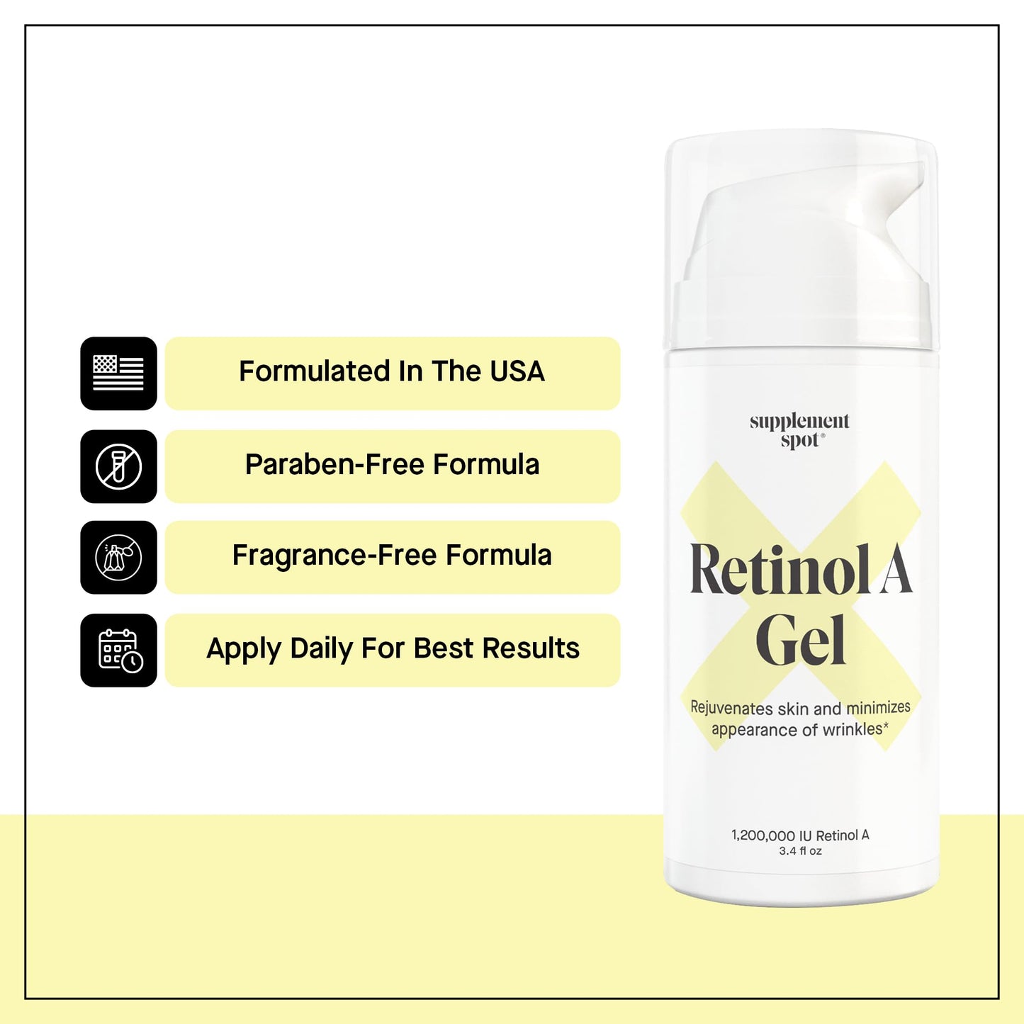 Retinol-A Gel - Anti-Aging Retinol Moisturizer Repairs Fine Lines & Wrinkles - Daily Use for Smoother, Firmer & Younger Looking Skin- (99.9% Water Beauty & Personal Care Supplement Spot