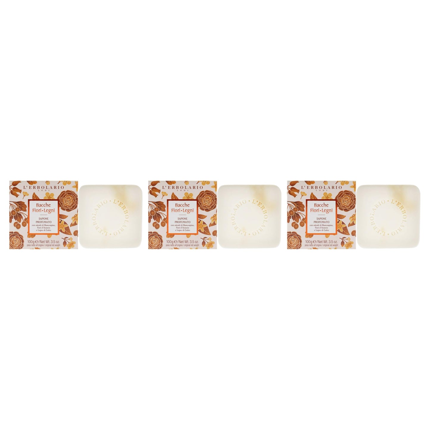Perfumed Soap - Berries Flowers Wood - Pack of 3 by LErbolario for Unisex - 3.5 oz Soap Beauty & Personal Care L'Erbolario