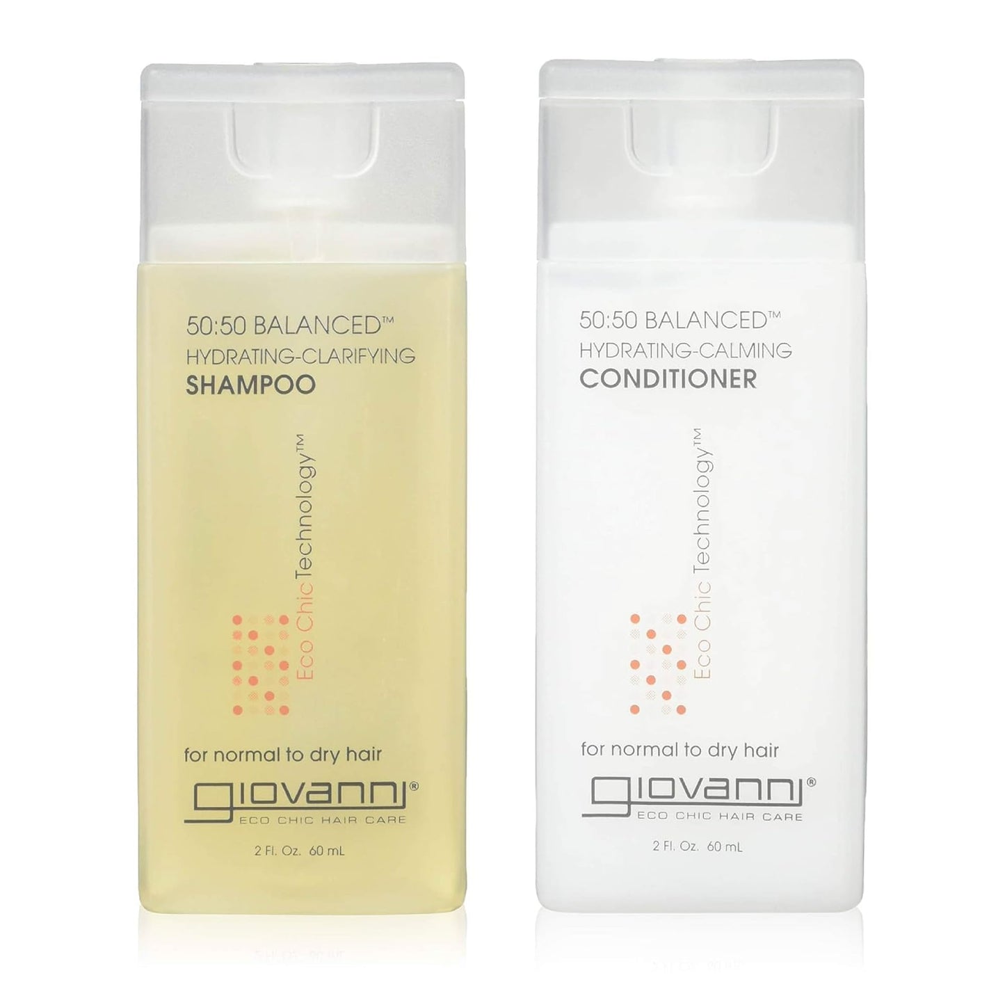 GIOVANNI Eco Chic 50:50 Travel Size Hydrating Shampoo & Conditioner Set - Leaves Hair pH Balanced for Over-Processed Hair, Moisturizes & Protects Beauty & Personal Care GIOVANNI