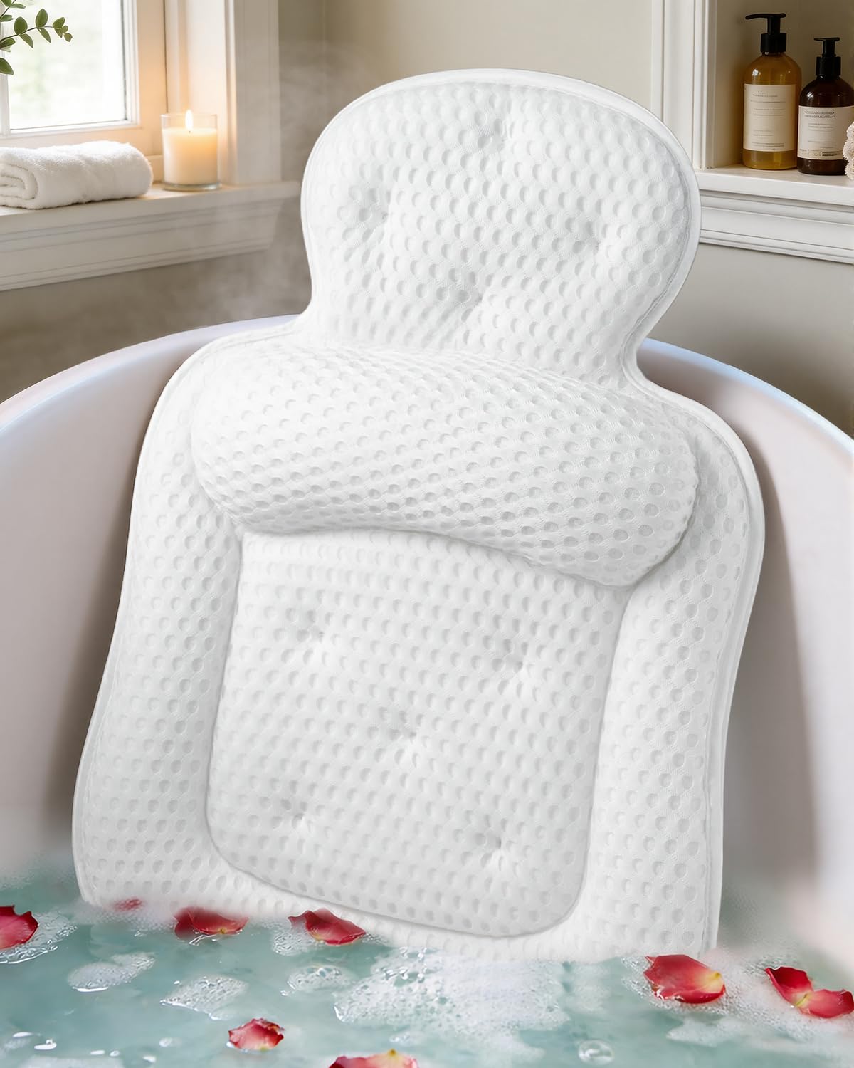 Bath Pillows for Tub, Comfortable Bathtub Cushion for Head and Neck with Soft 3D Mesh Fabric and 54 Non-Slip Suction Cups, Relaxing Tub and Shower Beauty and Personal Care VOXOR