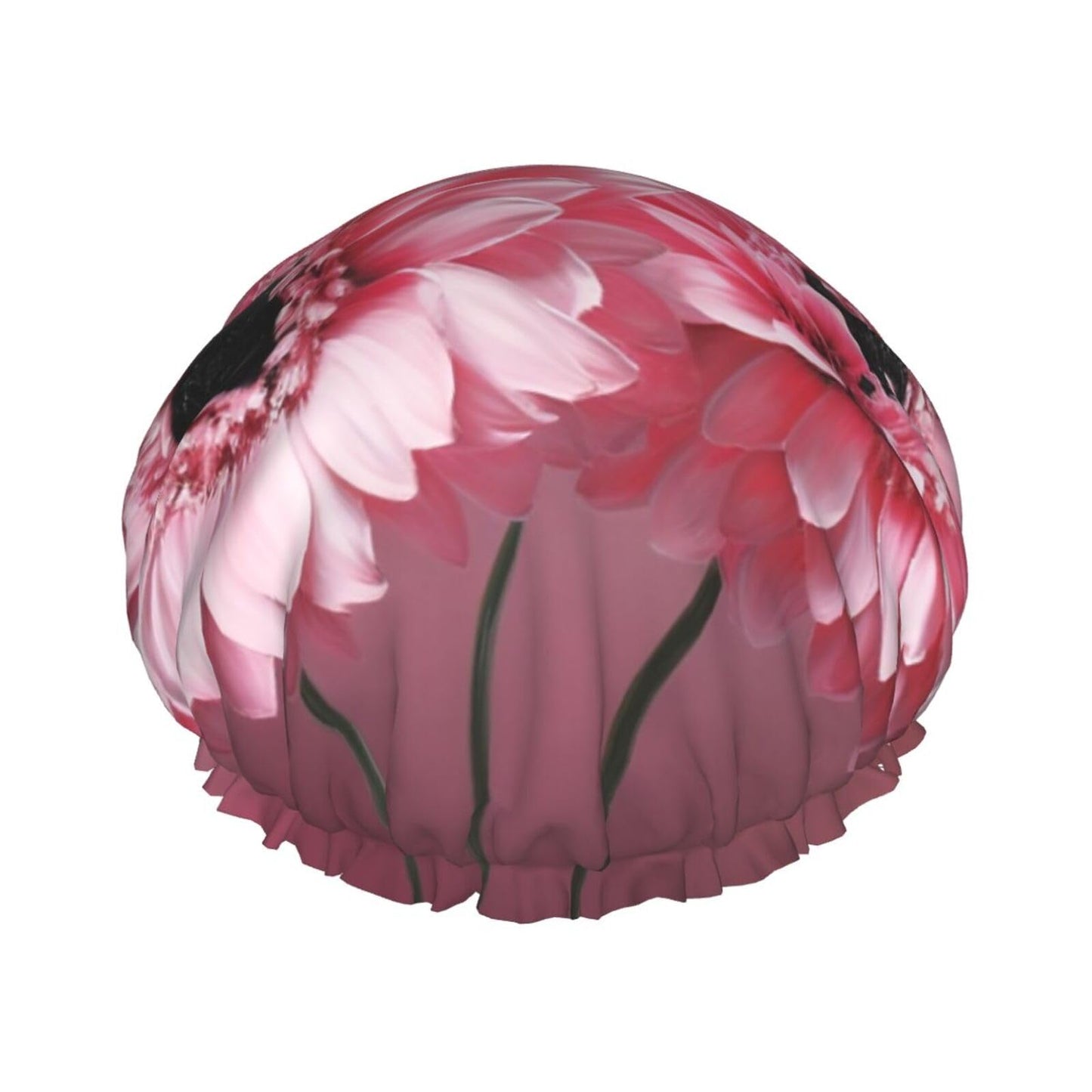 Two pink floral Shower Cap for Women Men Large Reusable Shower Bonnet Double-Layer Waterproof Bath Caps Elastic Band Hair Hat for All Hairstyles Beauty and Personal Care BWLHJKE