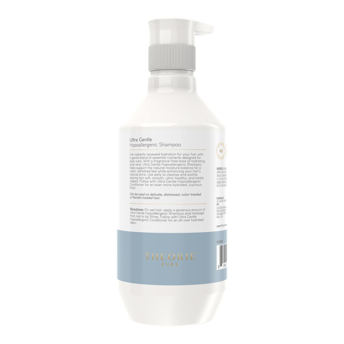Theorie PURE Ultra Gentle Hypoallergenic Shampoo - Plant-Based & Vegan - Fragrance-Free - Designed for Delicate Scalp Care - Pump Bottle - 400mL