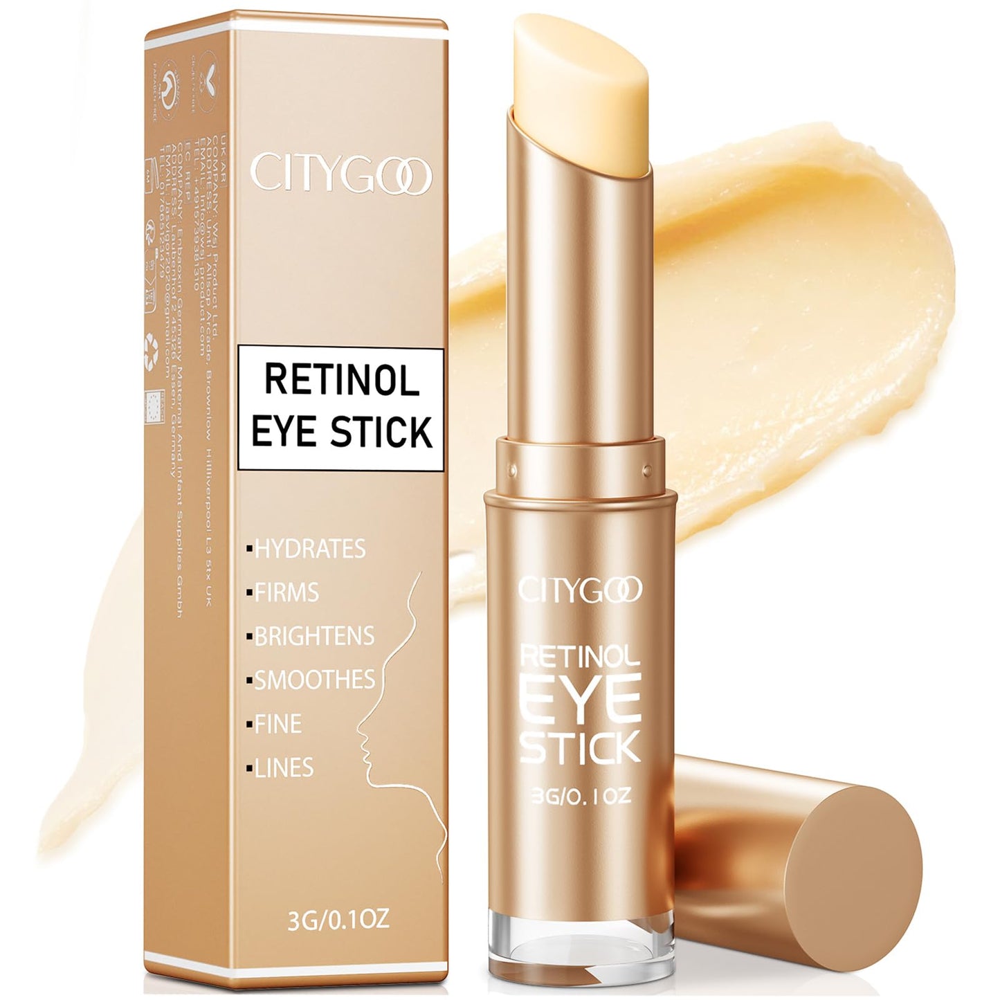 CITYGOO Retinol Eye Stick With Collagen, Hyaluronic Acid For Dark Circle, Under Eye Cream Anti Aging, For Puffiness and Bags Reduces Fine Lines Beauty and Personal Care CITYGOO