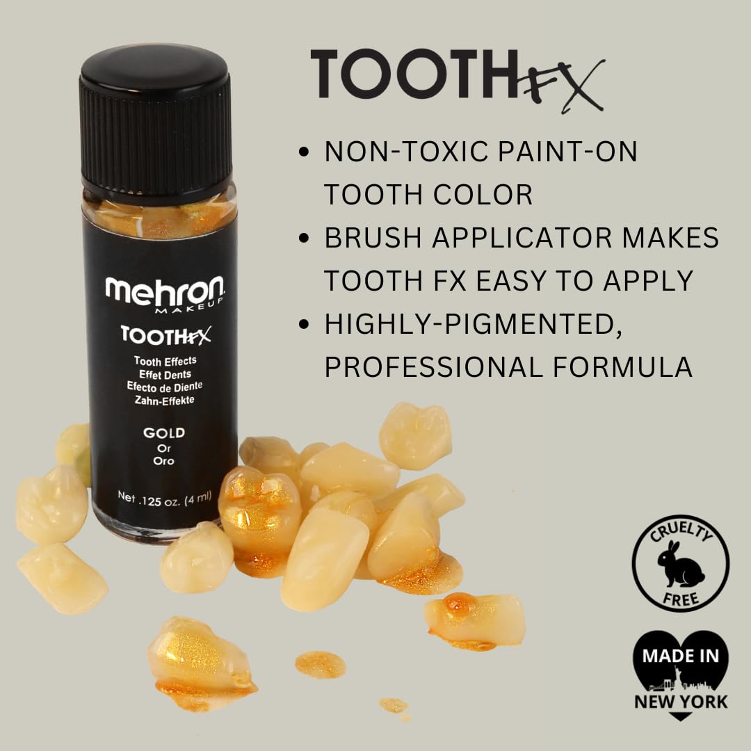 Mehron Makeup Tooth FX Gold | Temporary Tooth Paint | Perfect for Creating Gold Teeth SFX & Pirate Teeth Makeup for Halloween, Costume, Cosplay Beauty & Personal Care Mehron