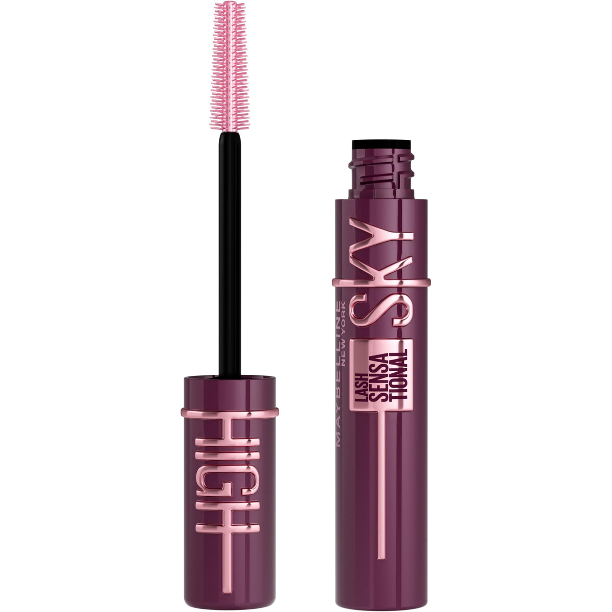 Maybelline Lash Sensational Sky High Mascara Makeup, Volumizing, Lengthening, Defining, Curling, Multiplying, Buildable, Washable Formula, Burgundy