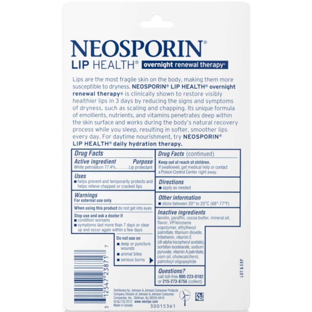 Neosporin Lip Health Overnight Renewal Therapy 0.27 oz (Pack of 12) Beauty and Personal Care Neosporin