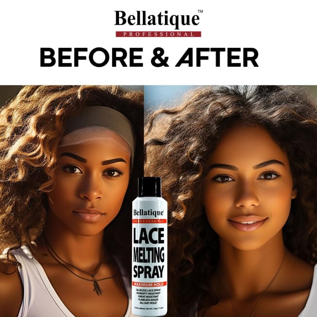 BELLATIQUE Lace Melting Spray (8.45 oz) - Maximum Hold. Flawless Edges, Quick & Easy, Fast Drying, Humidity Resistant, Sweat Resistant, All Day Hold Beauty & Personal Care BELLATIQUE