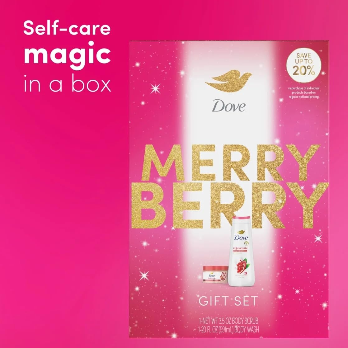 Dove Limited Edition Merry Berry Set Pomegranate & Hibiscus Rejuvenating Body Wash & Scrub, 2 Count Beauty and Personal Care Dove