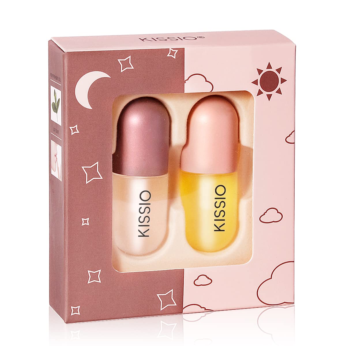 KISSIO Natural Lip Plumper Set, Lip Care, Lip Moisturizing Gloss, Day & Night Use Set (2PCS) Beauty and Personal Care KISSIO